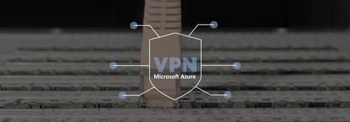VPN Icon mit Microsoft Azure Schriftzug auf Hintergrund mit Stecker 