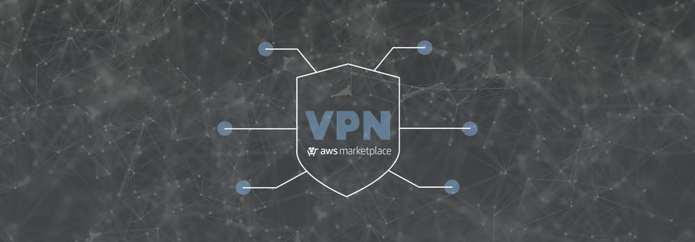 VPN Icon mit aws Marketplace Logo auf Netzwerkhintergrund 